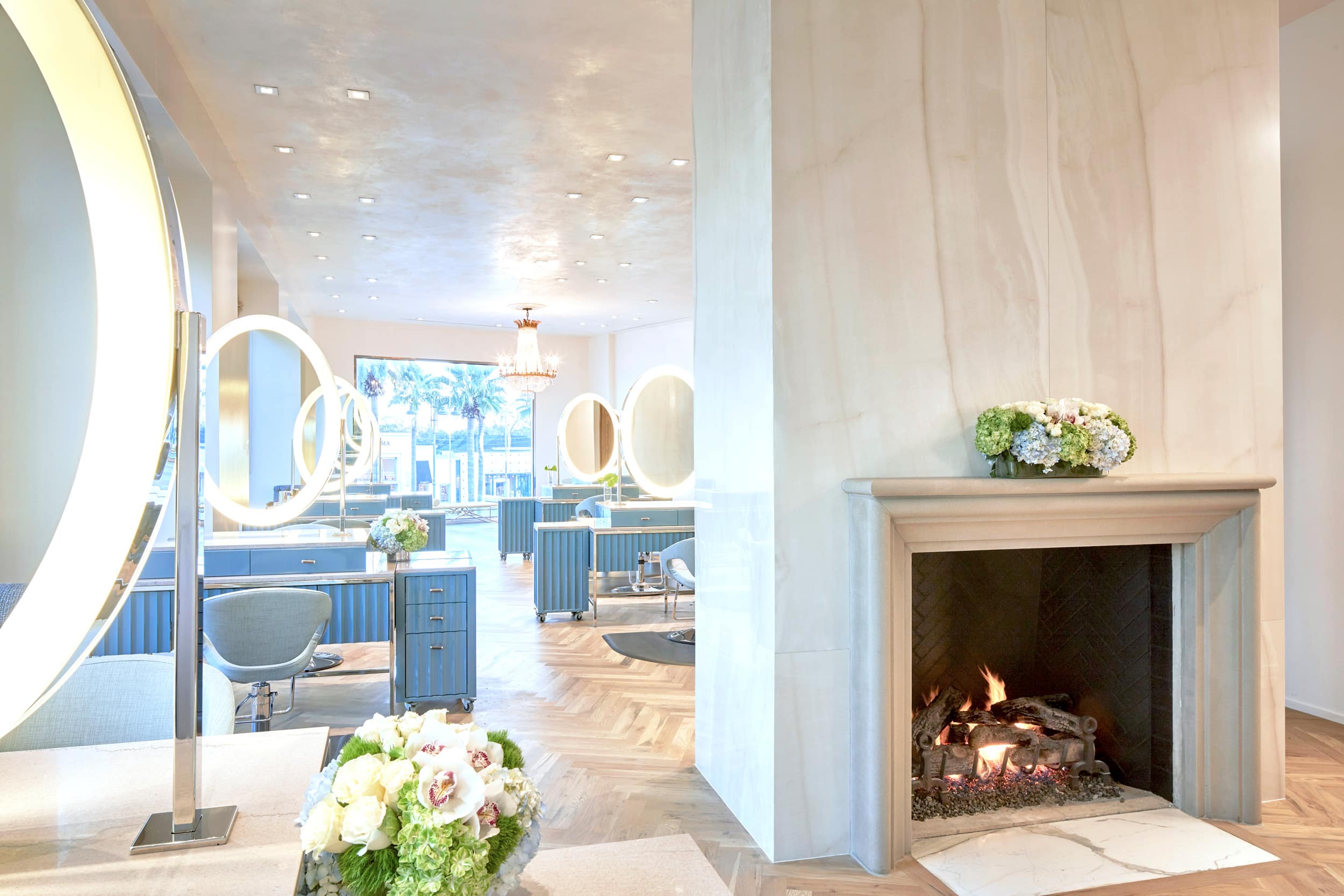 Commercial Fireplace Surround in Bianco Statuario