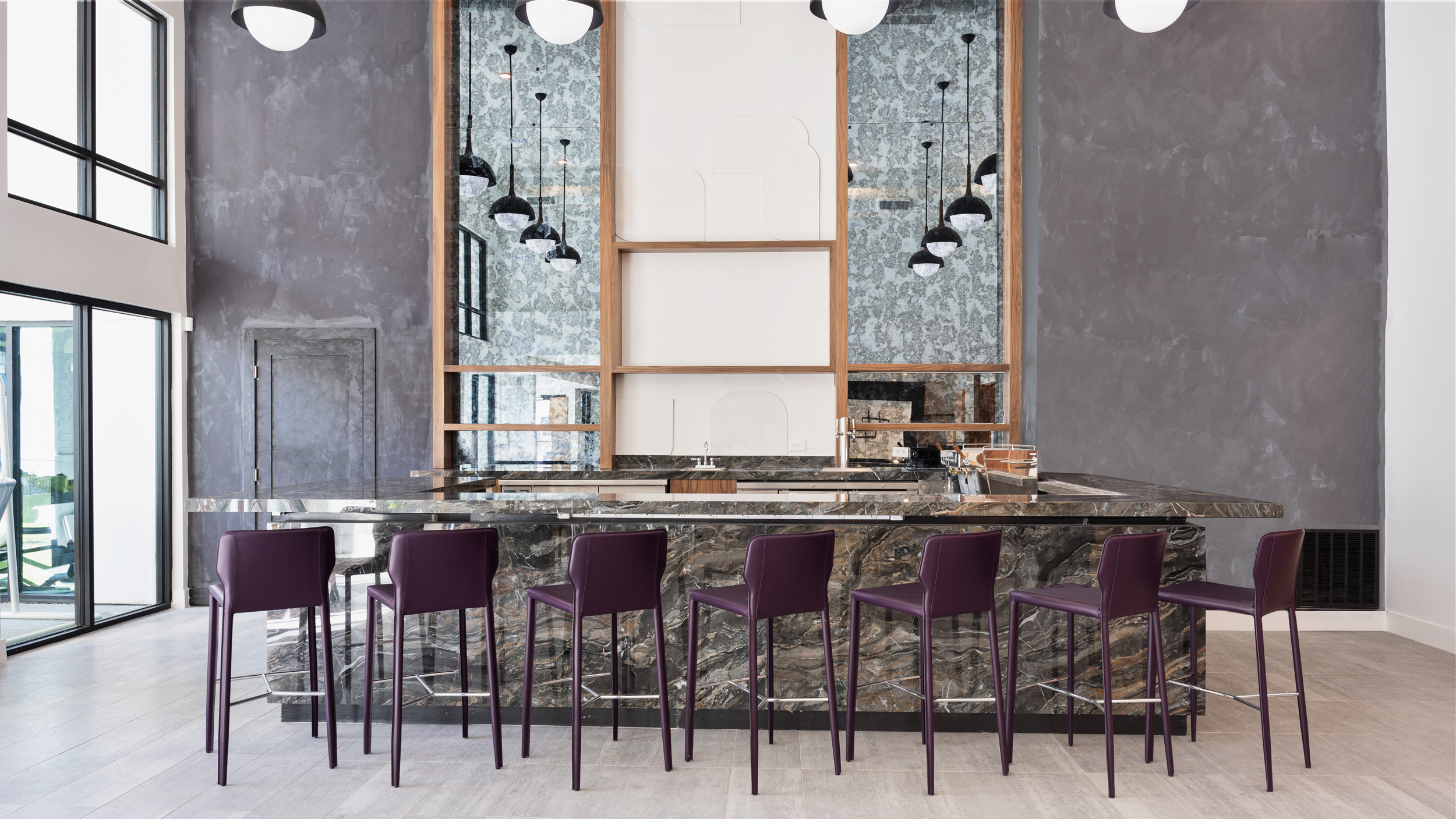 Large-format Porcelain Sintered Stone Bartop in Orobico Dark Polished